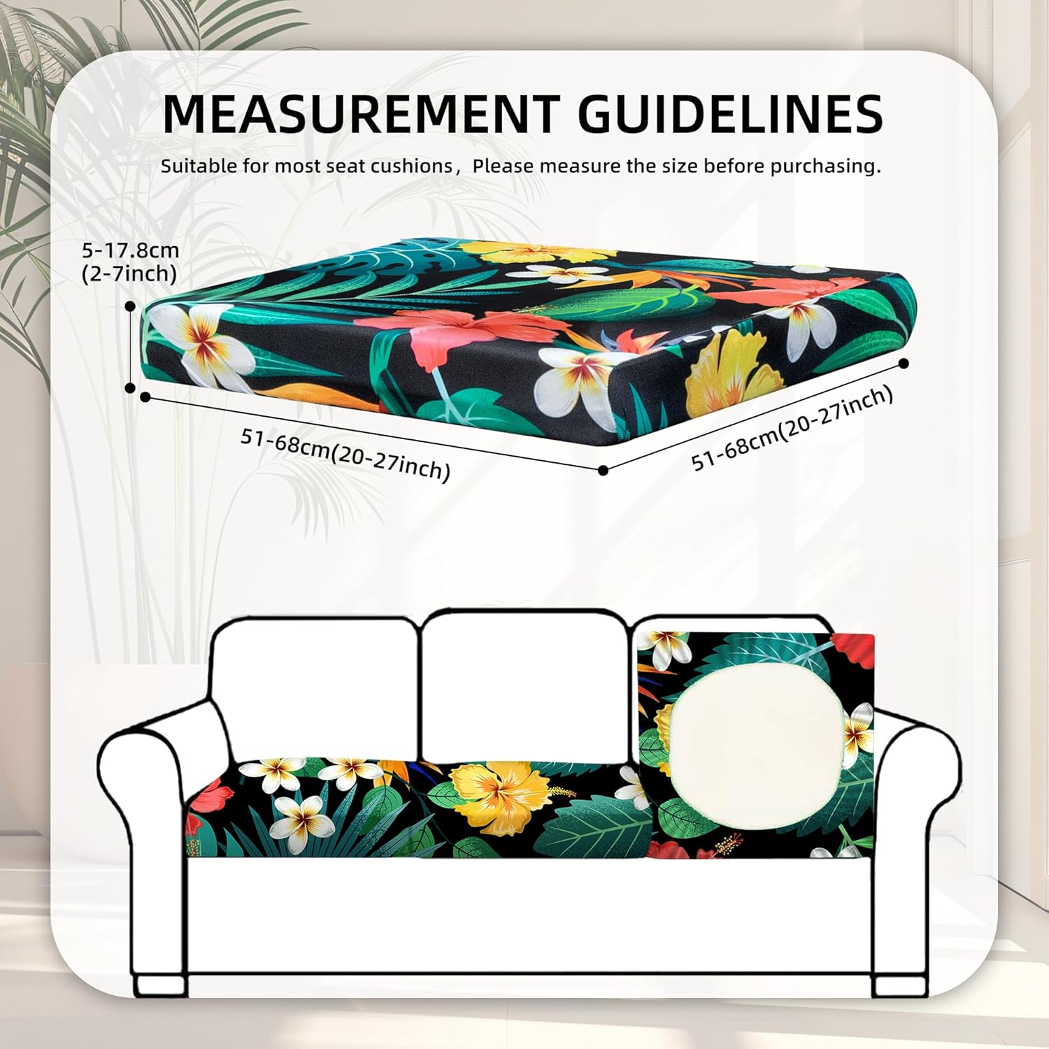 8Pcs Stretch Floral Leaf Cushion Covers for Outdoor Furniture