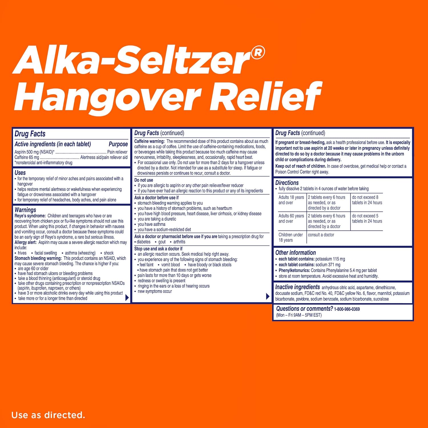 Alka-Seltzer Hangover Relief Tablets 60 Count