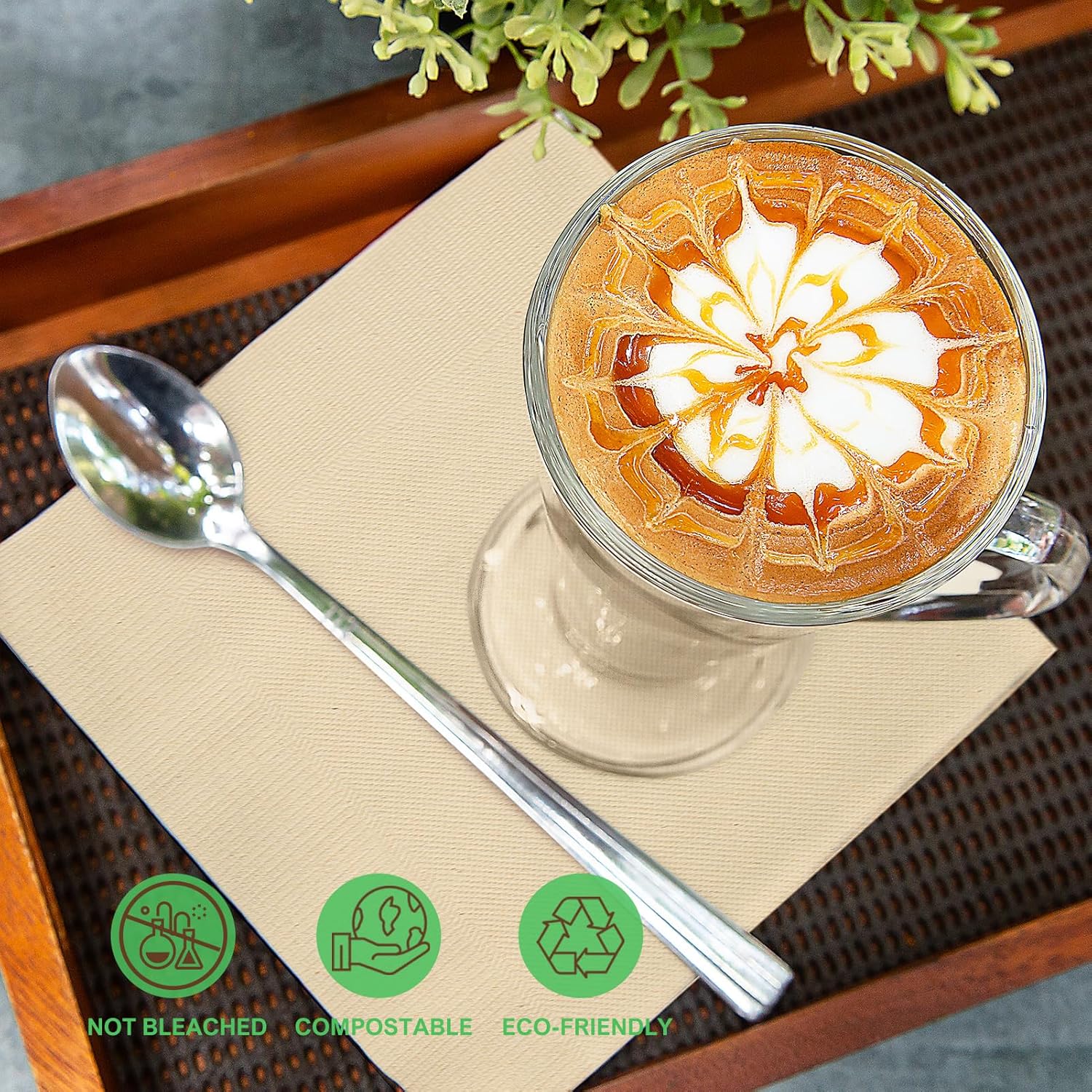 Gezond 100pcs Compostable Dinner Napkins 13x13 in 2-ply Eco Friendly