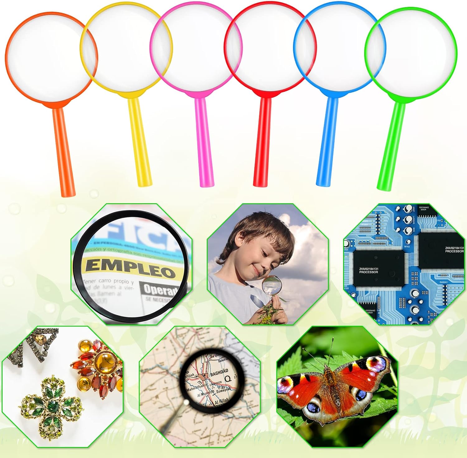 Kingdder 96 Pcs 5 Inch Mini Magnifying Glass for Kids