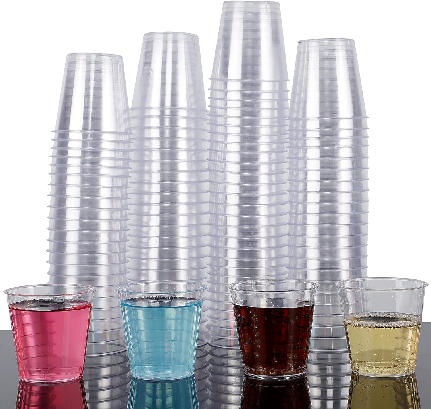 Zcaukya 100 Shot Glasses 1oz Clear Plastic Disposable Cups