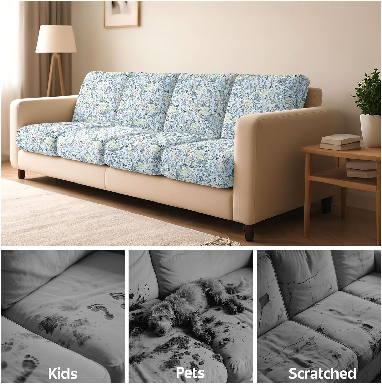 8Pcs Stretch Outdoor Cushion Covers with Elastic Bottom