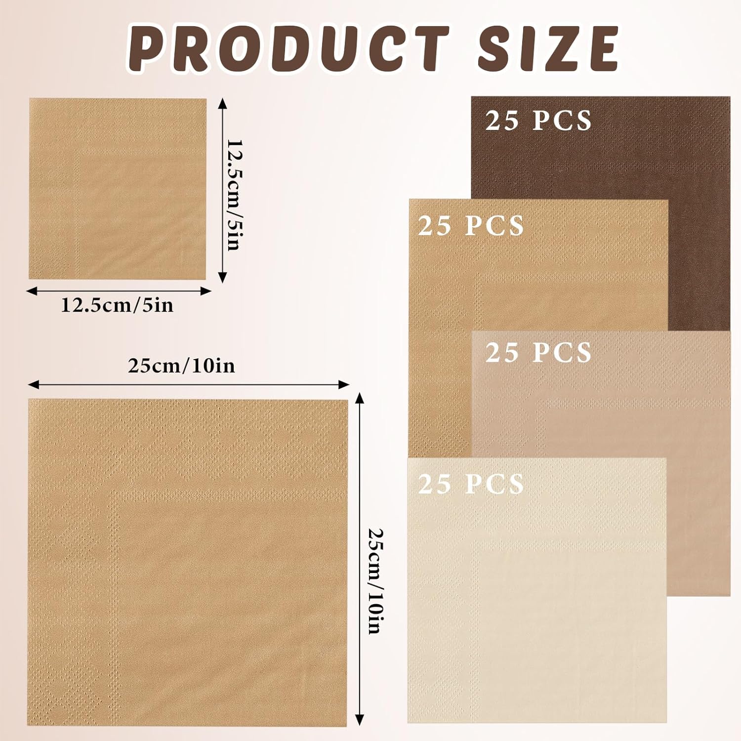 Layhit 100 Pcs Brown Cocktail Napkins Square Disposable for Parties