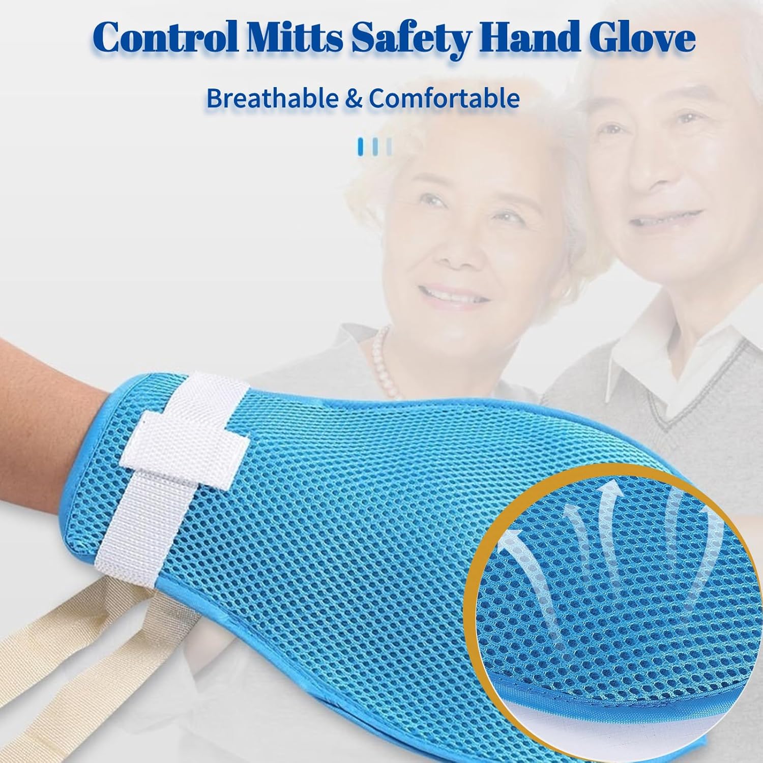 Dementia Restraint Gloves 2 Pack Safe Anti-Scratch Mitts for Elderly Care