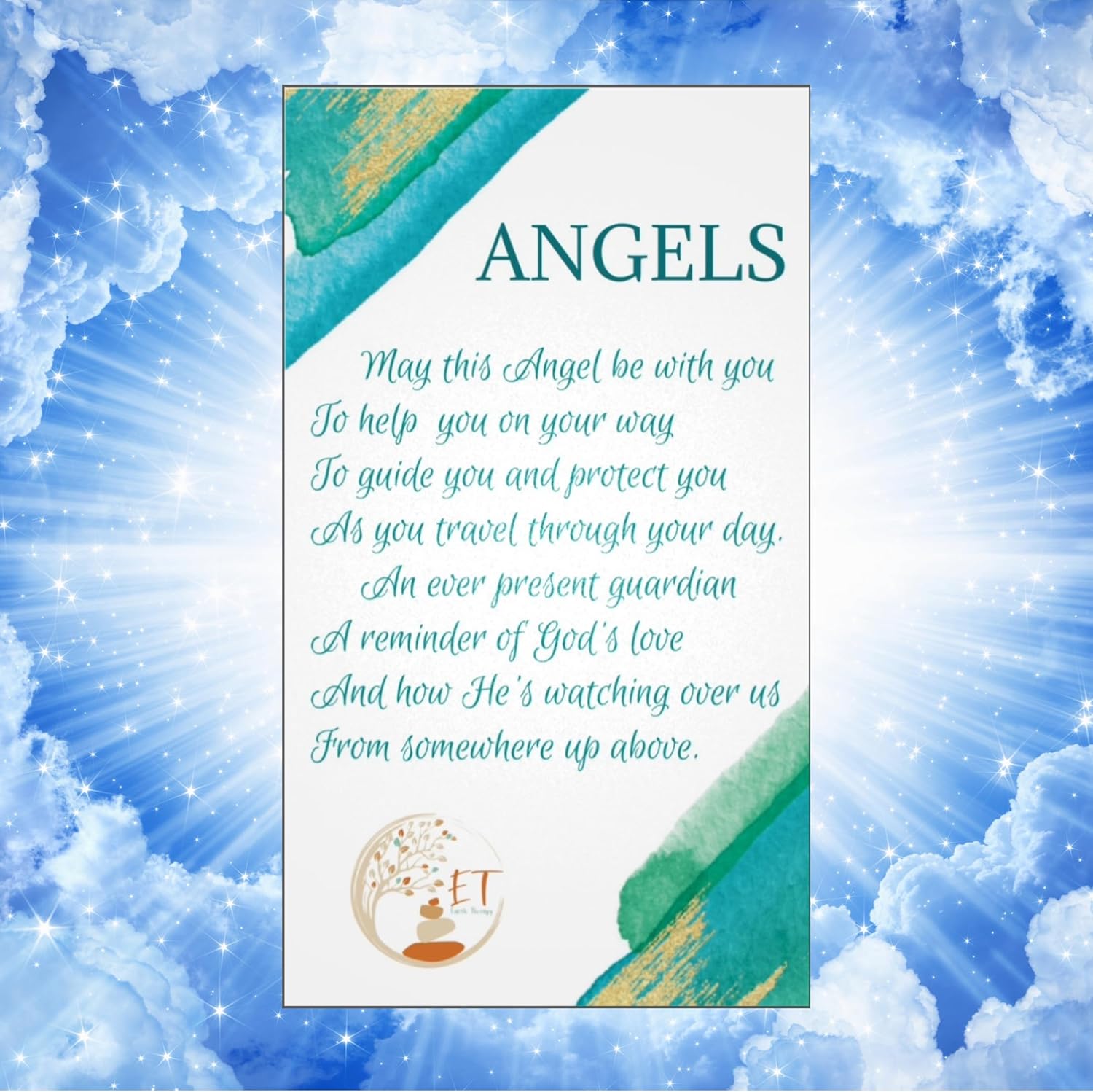 Original Pocket Guardian Angel with Serenity Prayer Card - Green Aventurine Healing Stone Figurine
