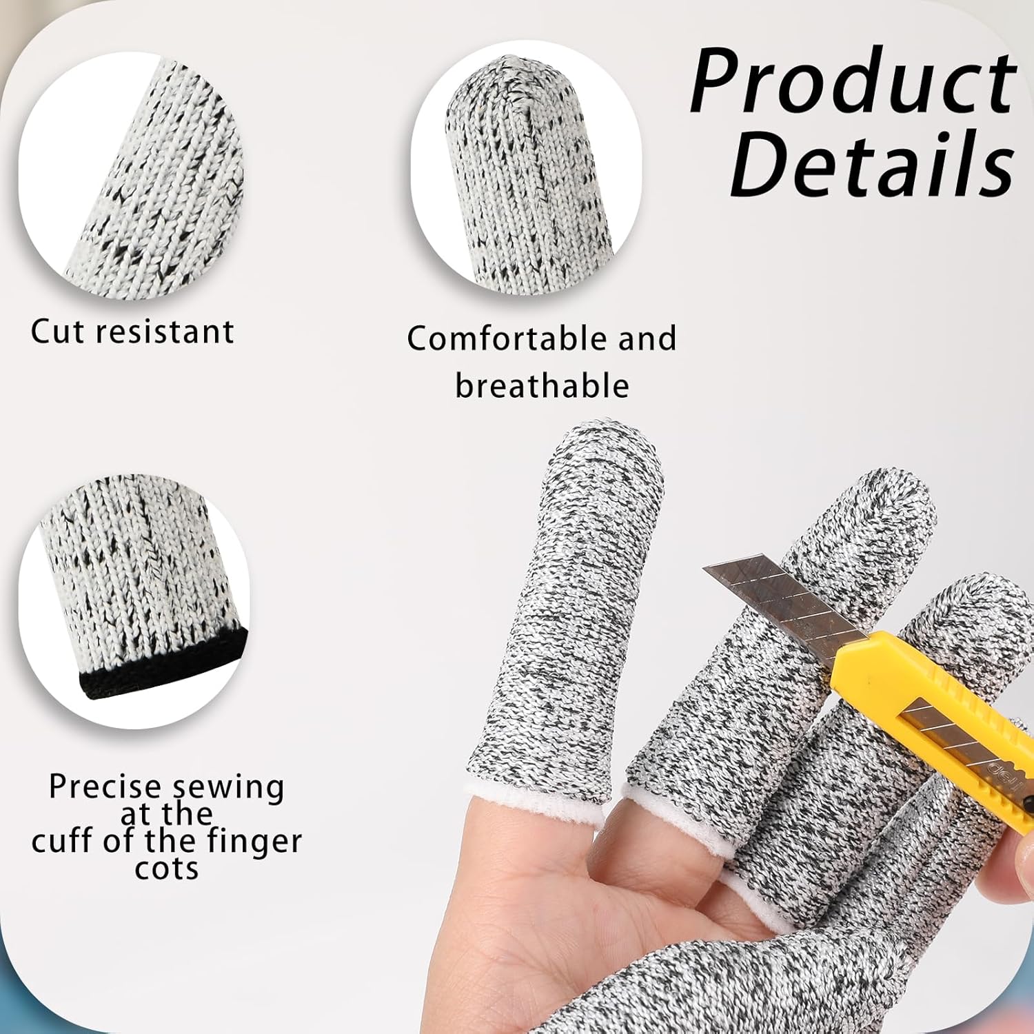 40pcs Reusable Cut Resistant Finger Cots for Kitchen and Work