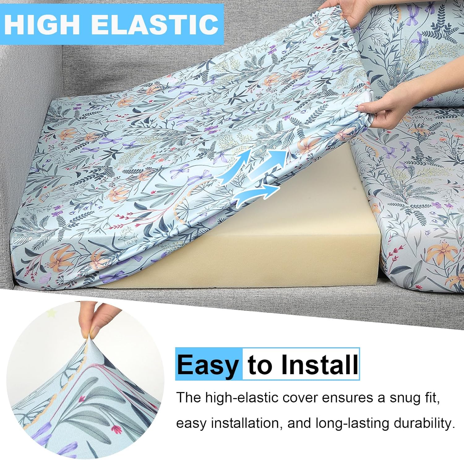8Pcs Stretch Outdoor Cushion Covers with Elastic Bottom