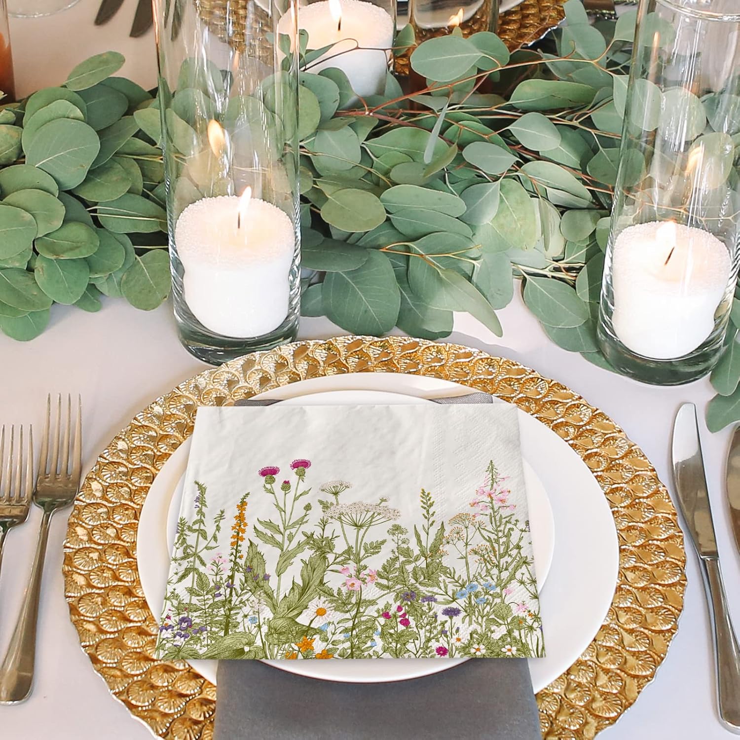 AnyDesign 80 Pack Floral Luncheon Napkins for Home Kitchen Party Supplies