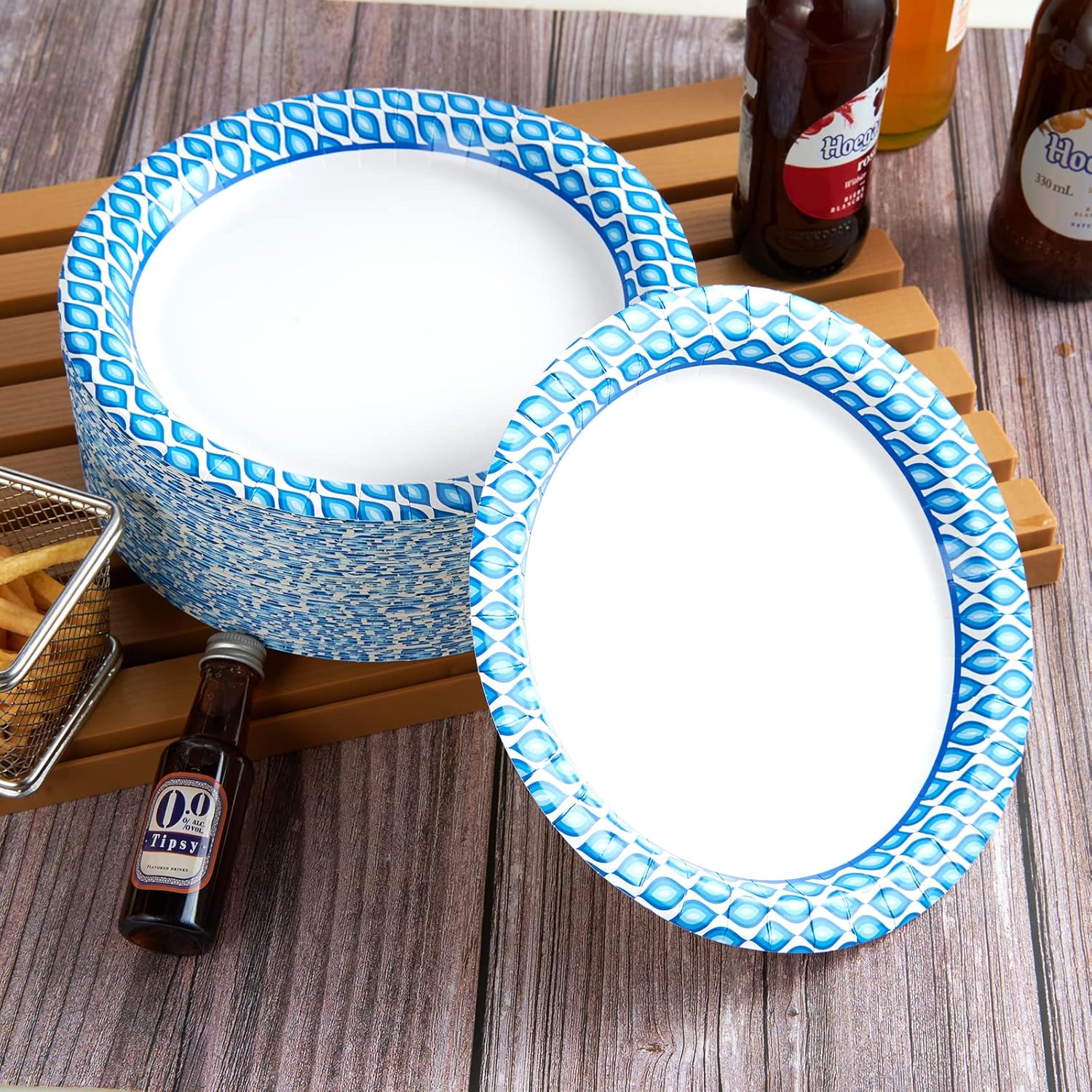 MUCHII 8375 Inch Disposable Paper Plates 300 Count