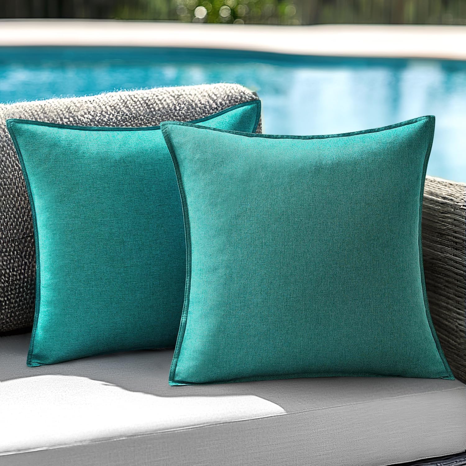 ANRODUO Set of 2 Waterproof Pillow Covers Turquoise