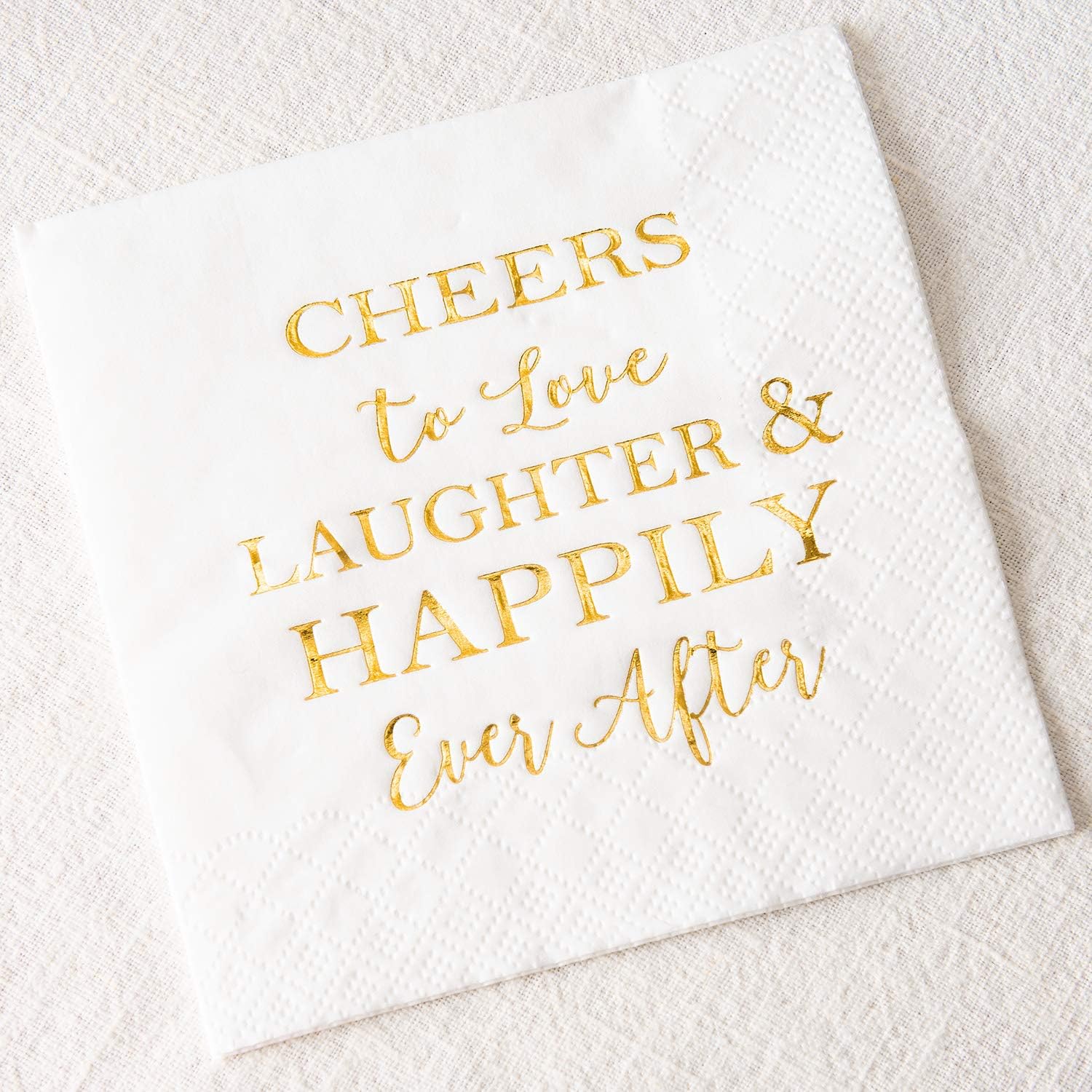 Crisky 50 Count Gold Foil Text Napkins for Wedding Engagement Parties