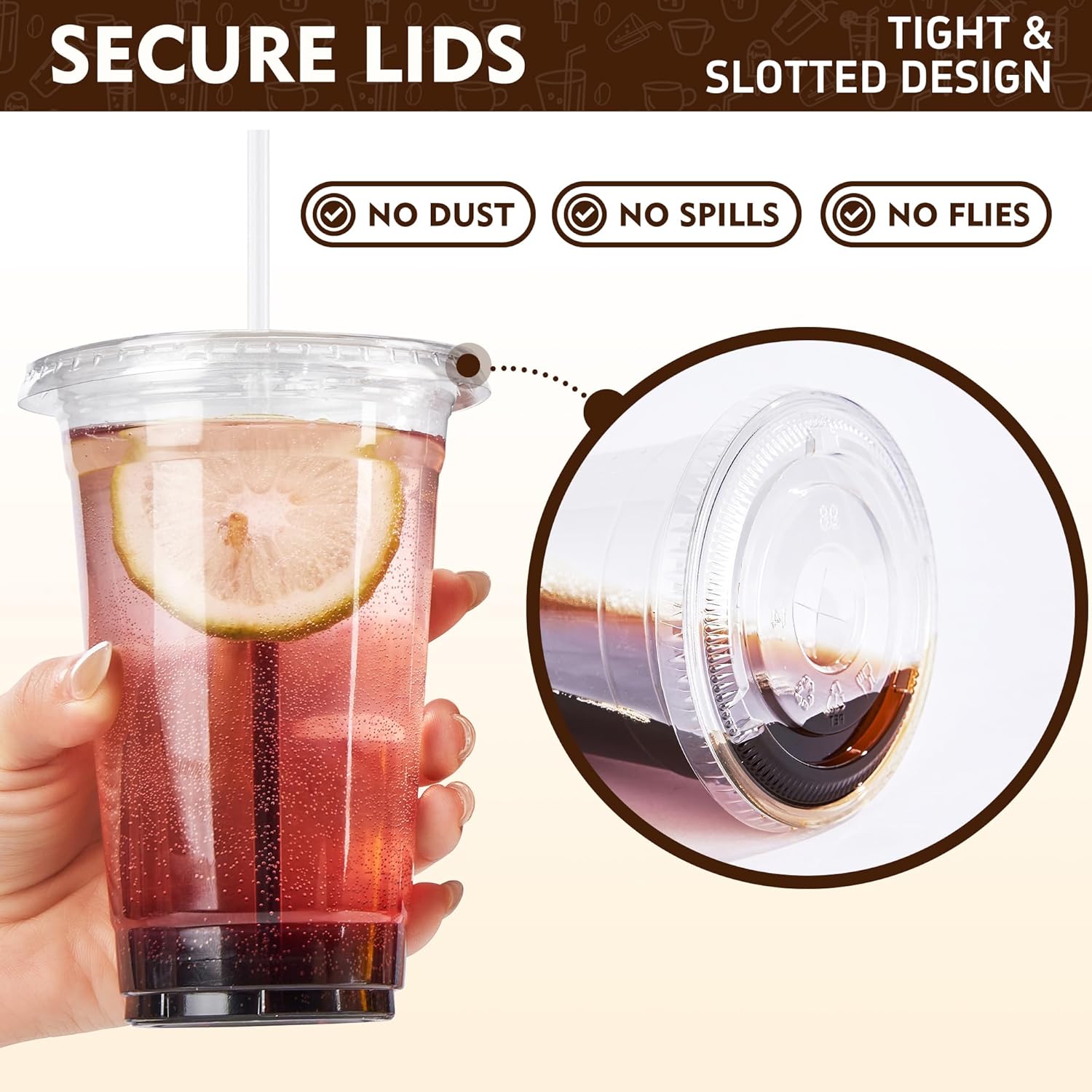 YEEHAW 16 oz 100 Pack Iced Coffee Cups with Lids