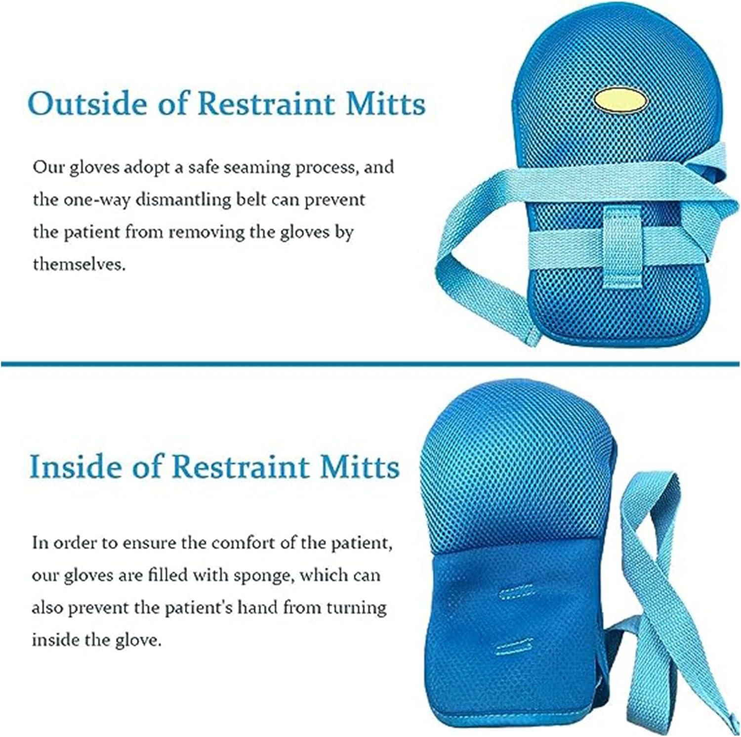 Fanwer Dementia Restraint Gloves 2PCS Control Mitts Safety Handwear
