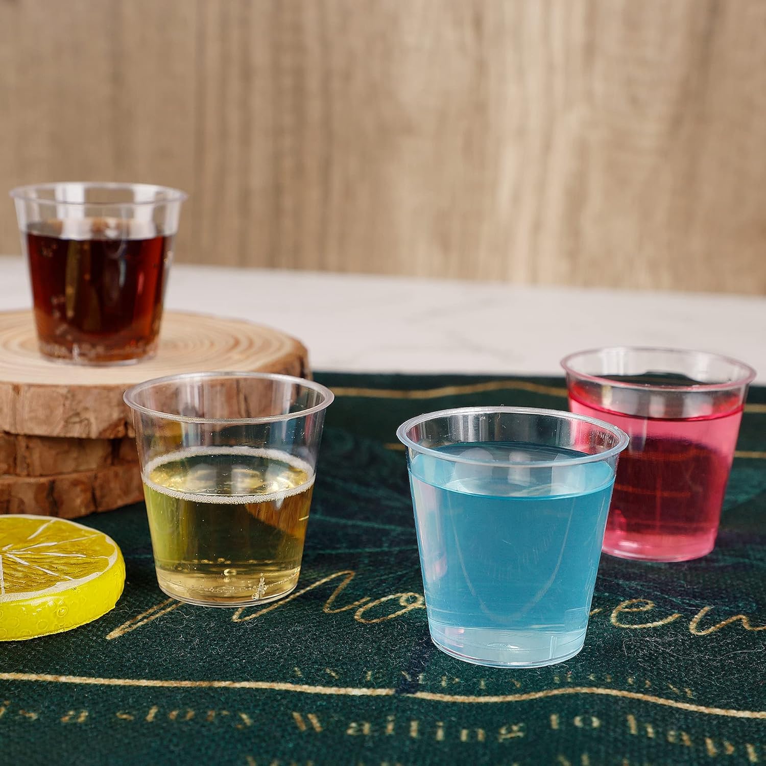 Zcaukya 100 Shot Glasses 1oz Clear Plastic Disposable Cups