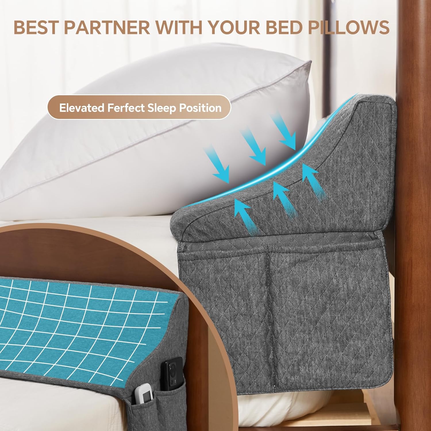 EUHAMS King Size Bed Wedge Pillow Gap Filler