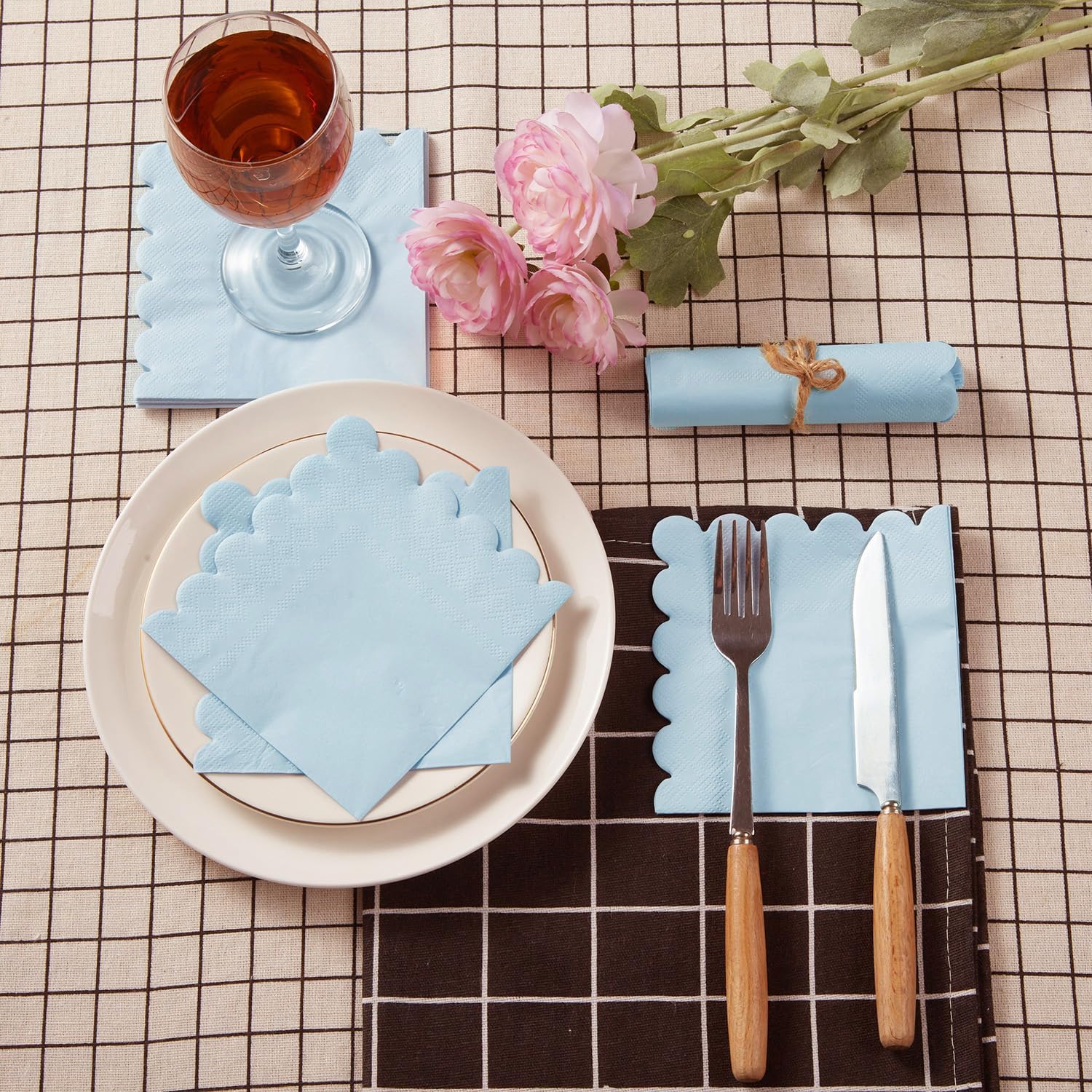 200 Pack Light Blue Cocktail Napkins 5x5