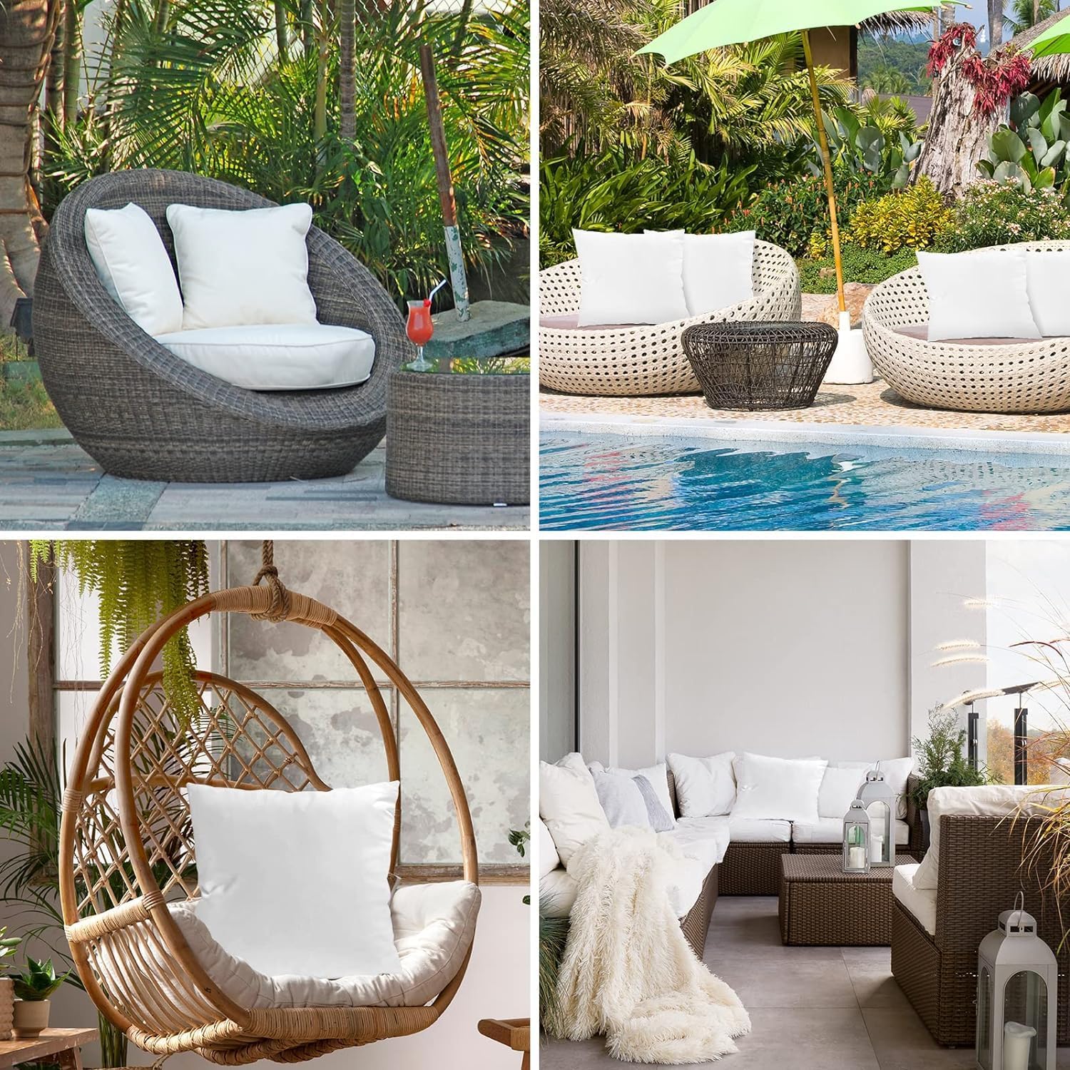 SUPERLELE 18x18 Outdoor Pillow Inserts Set of 6 Waterproof