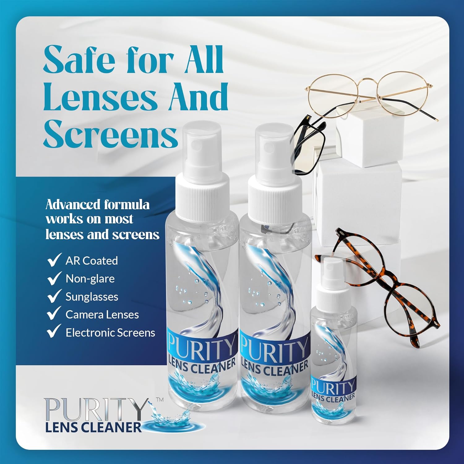 Purity Eyeglass Lens Cleaner Kit - Safe for All Lenses