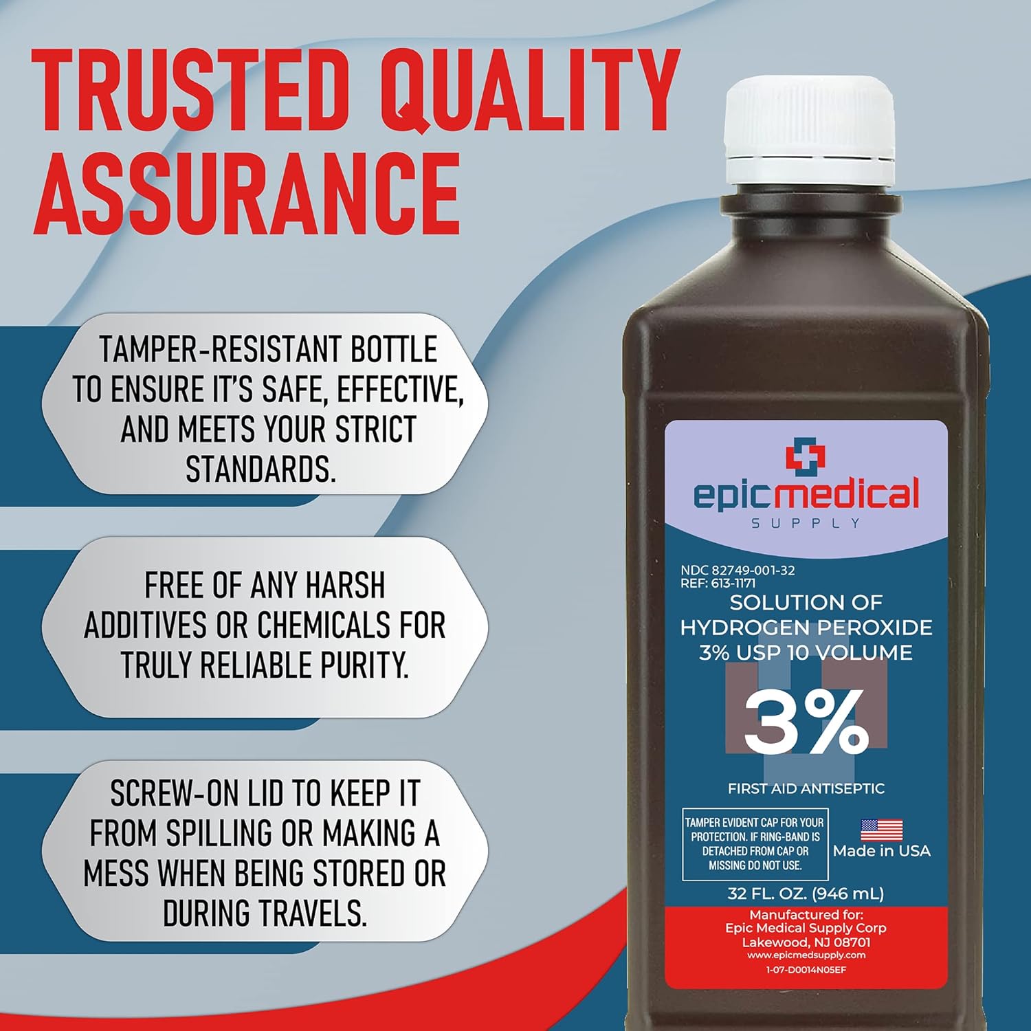32 oz Hydrogen Peroxide First Aid Antiseptic Cleaner 3 USP