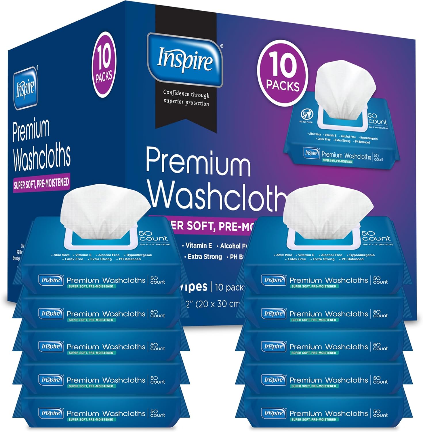 Inspire Adult Wet Wipes for Incontinence and Cleansing