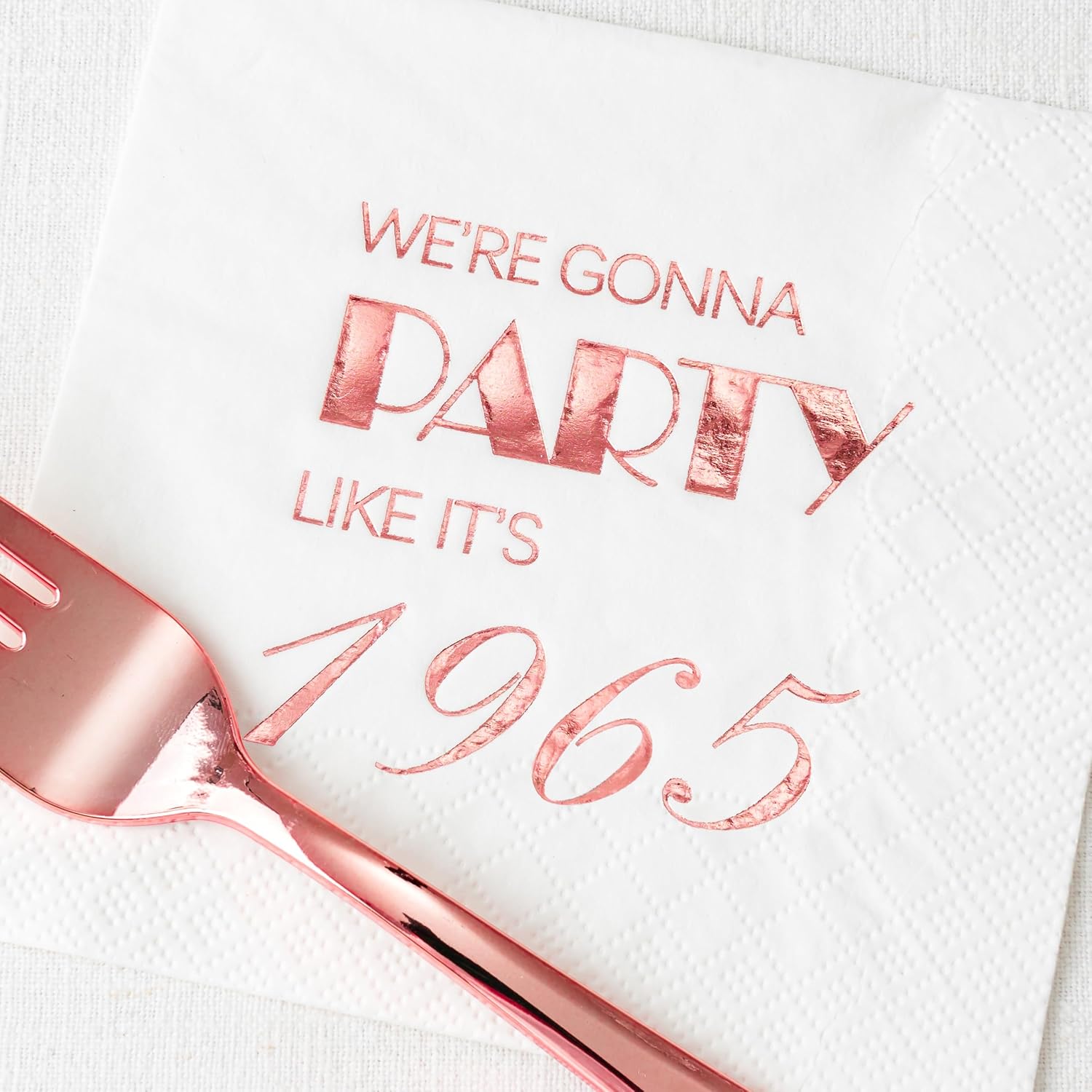 Crisky 60th Birthday Rose Gold Cocktail Napkins 50 Pcs