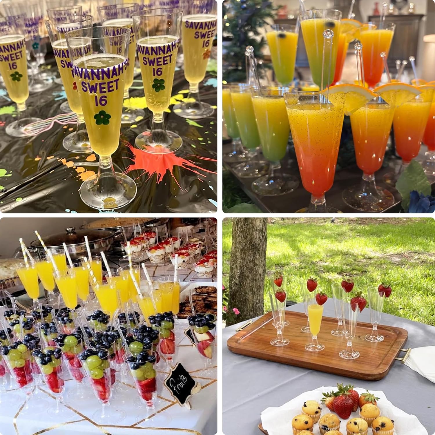 Surehome Plastic Champagne Flutes 20 Pack for Parties