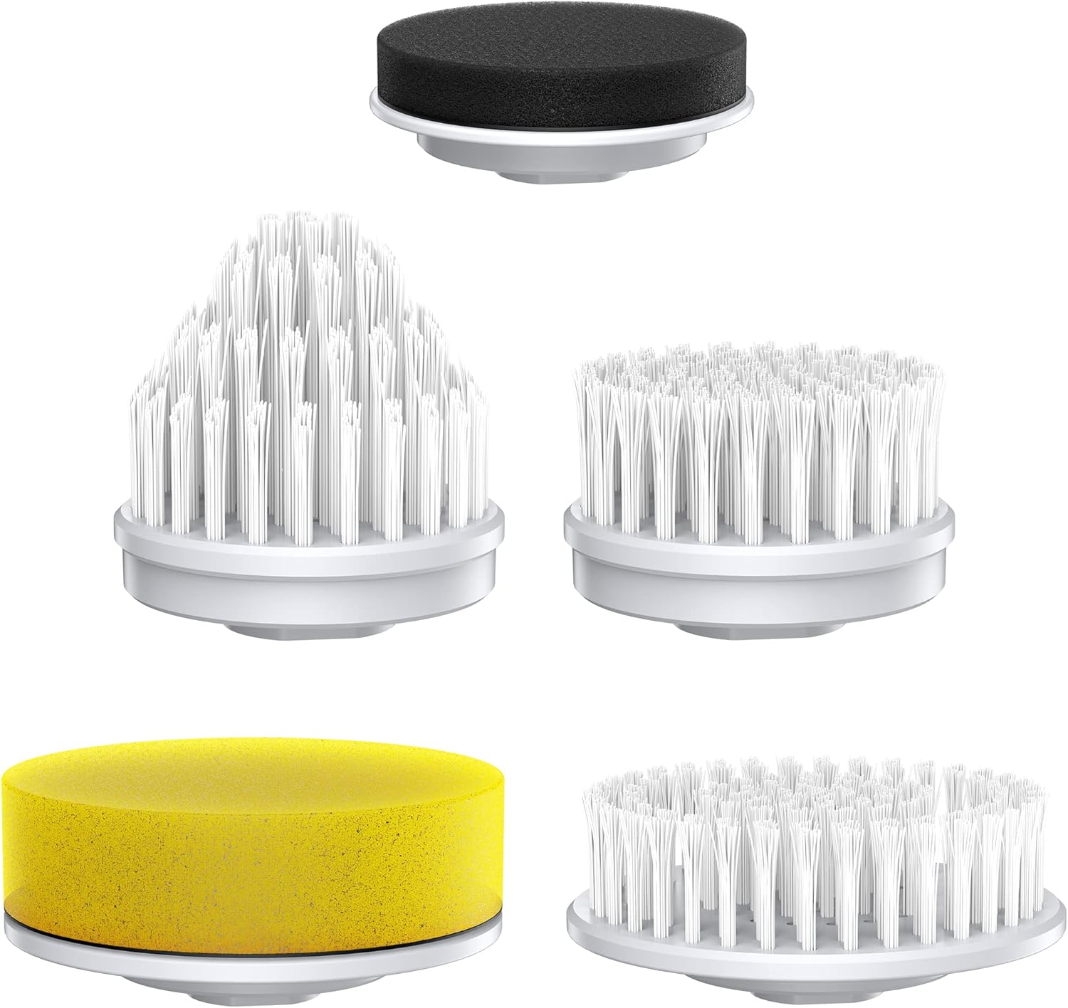 5 Pack Black Polypropylene Brush Heads for Spin Scrubber