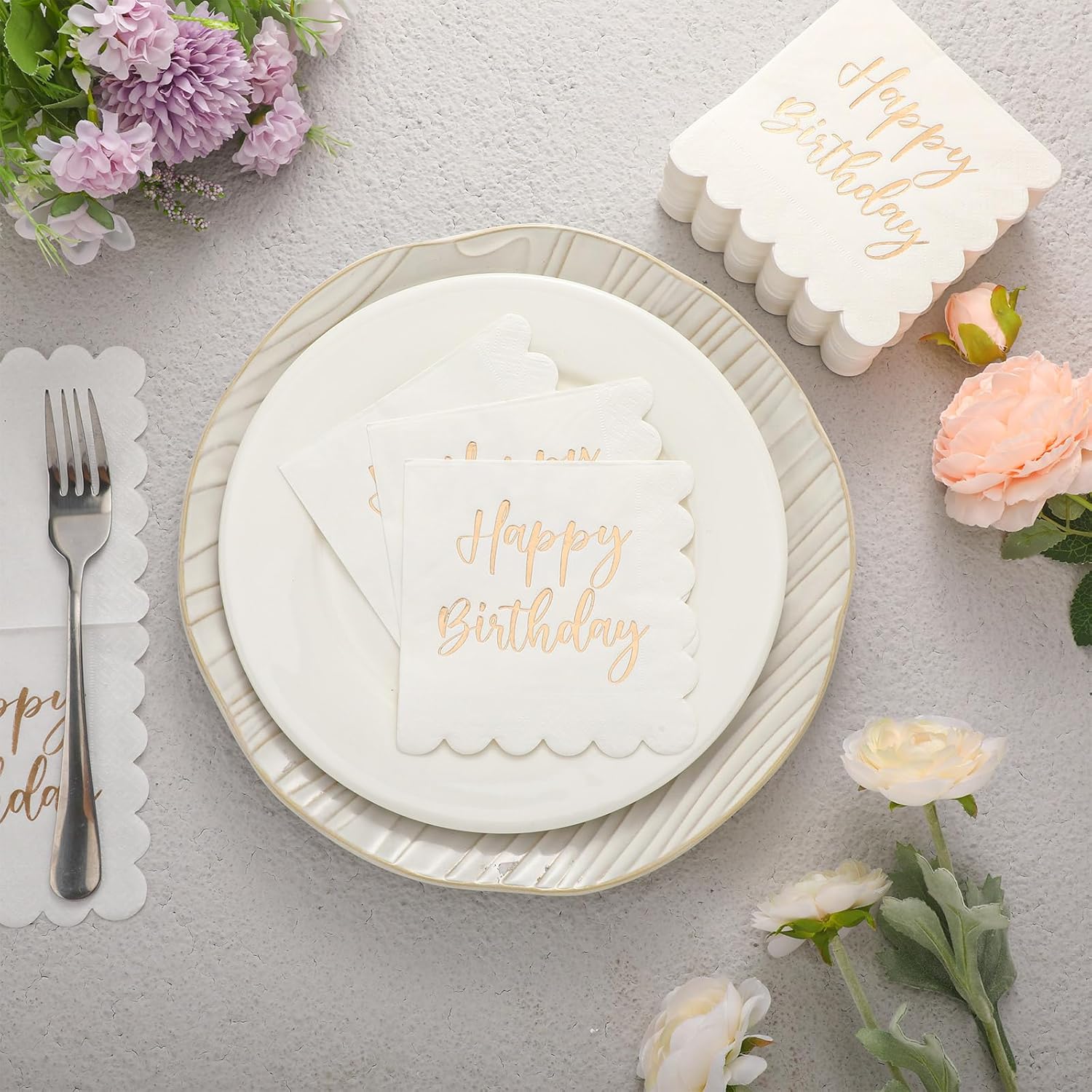 Qilery 100 Pack Happy Birthday Napkins 2 Ply