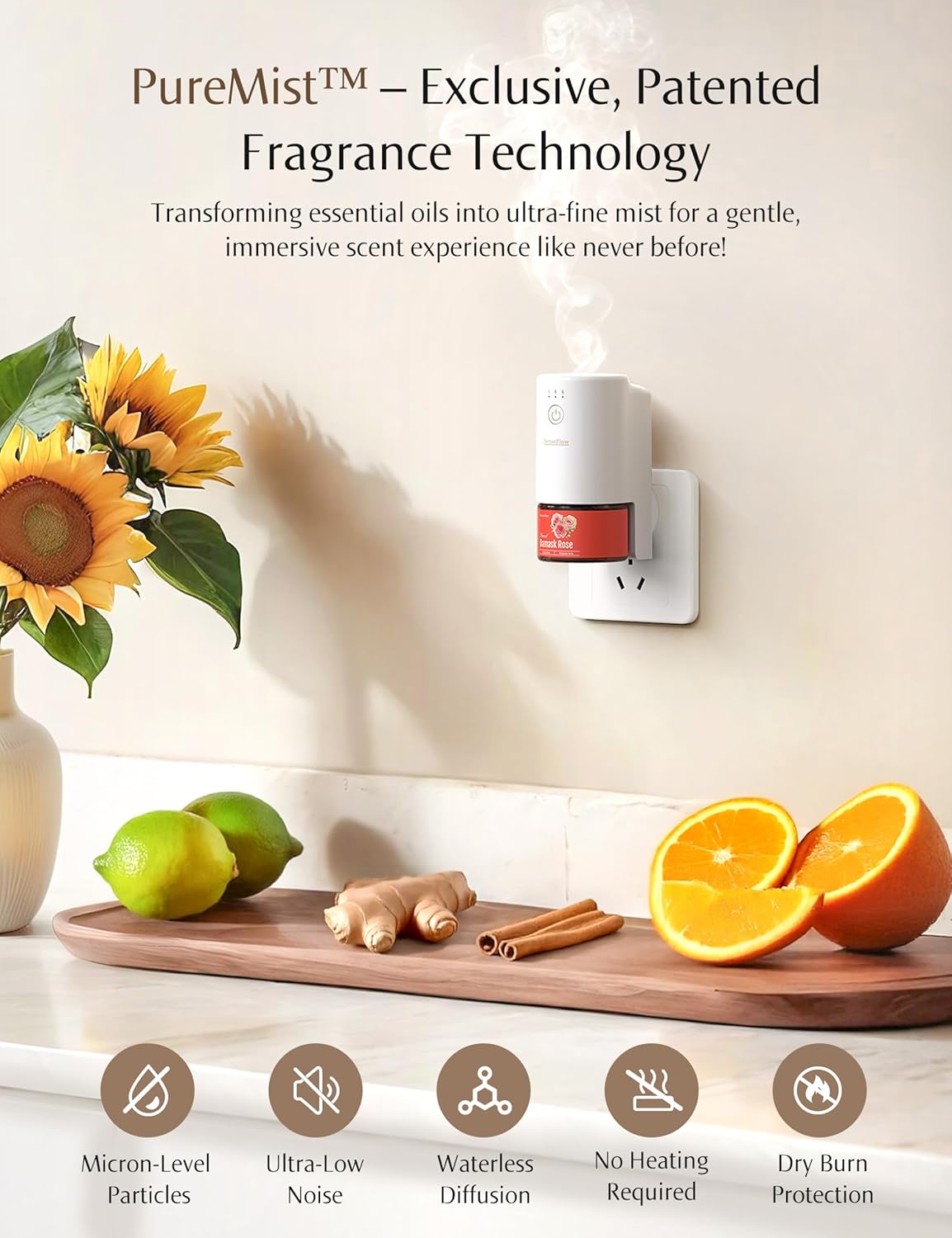 SenseFlow SF101 Waterless Ultrasonic Diffuser - Bergamot Essential Oil