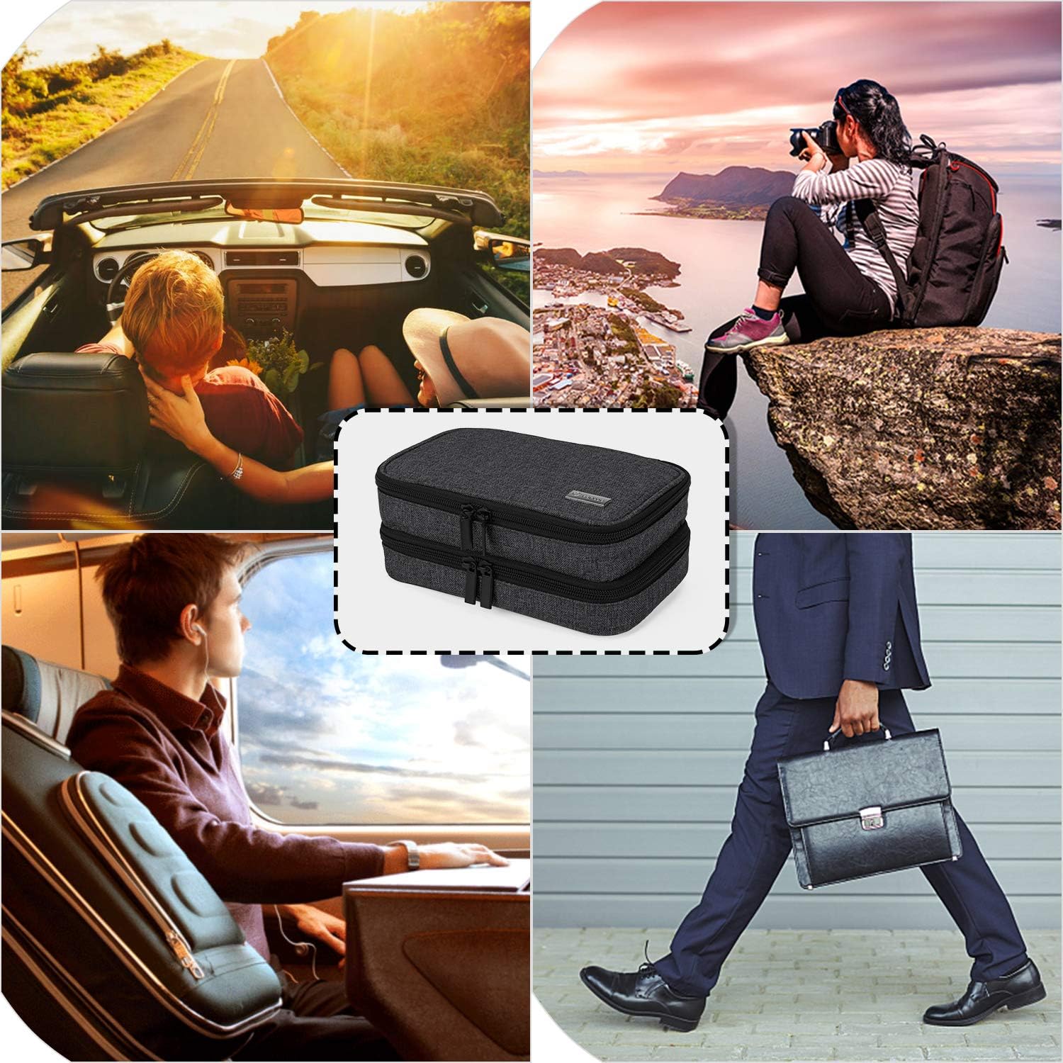Yarwo Insulin Cooler Travel Case with 4 Ice Packs Black