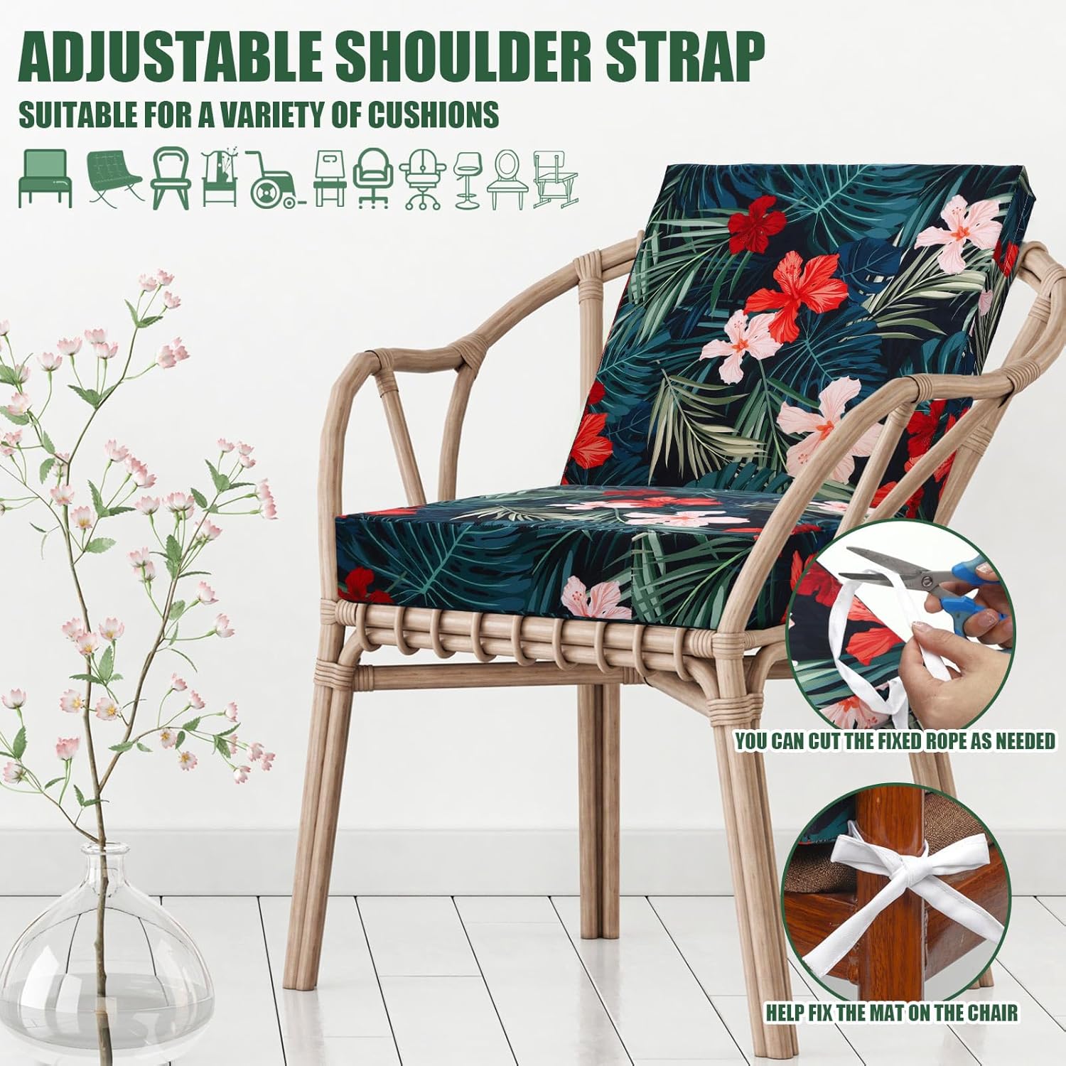 Panelee 6 Pcs Square Outdoor Cushion Covers with Ties