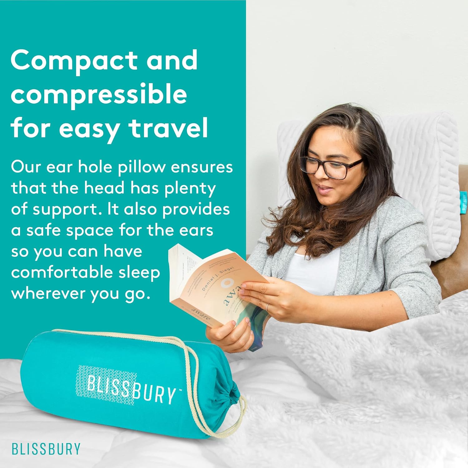 BLISSBURY Ear Pillow with Hole for Ear Piercing Comfort