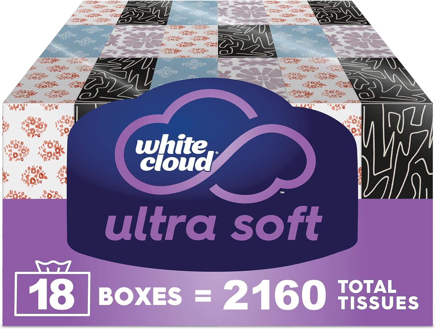 White Cloud Ultra Soft 3 Ply Facial Tissues 18 Box Pack