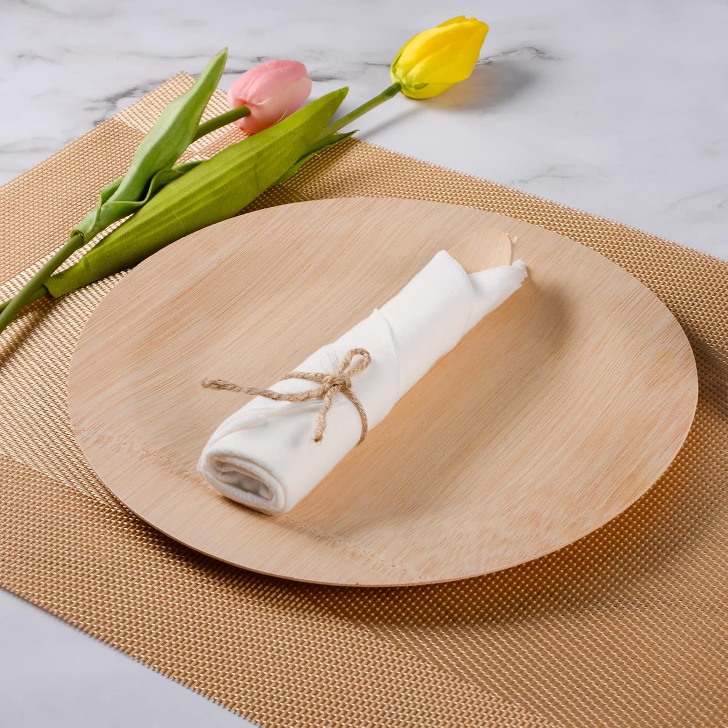 Pre Rolled Napkin and Bamboo Cutlery Set 50Pack