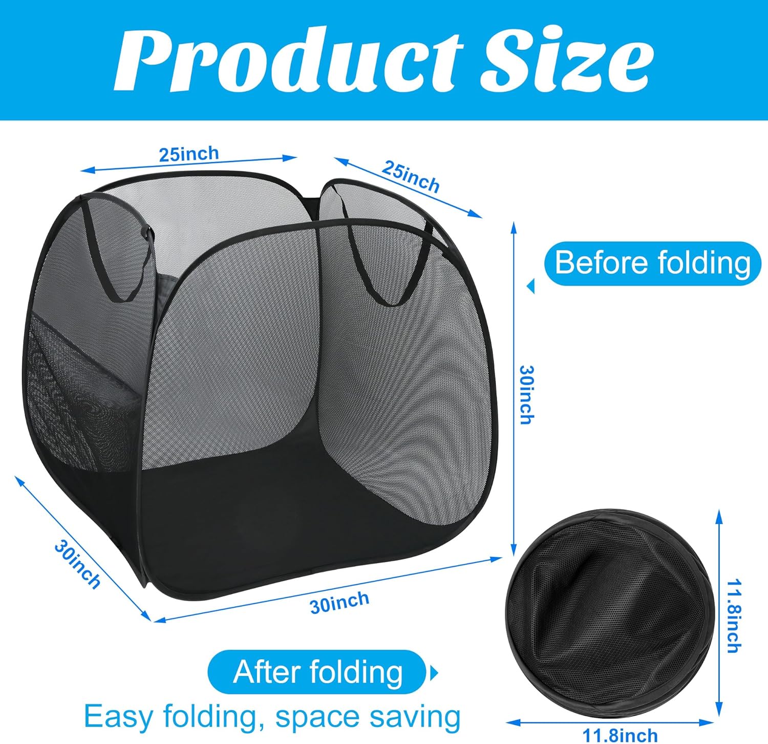 Adnee Pool Toy Storage Bin 30x30x30 Nylon Mesh Organizer