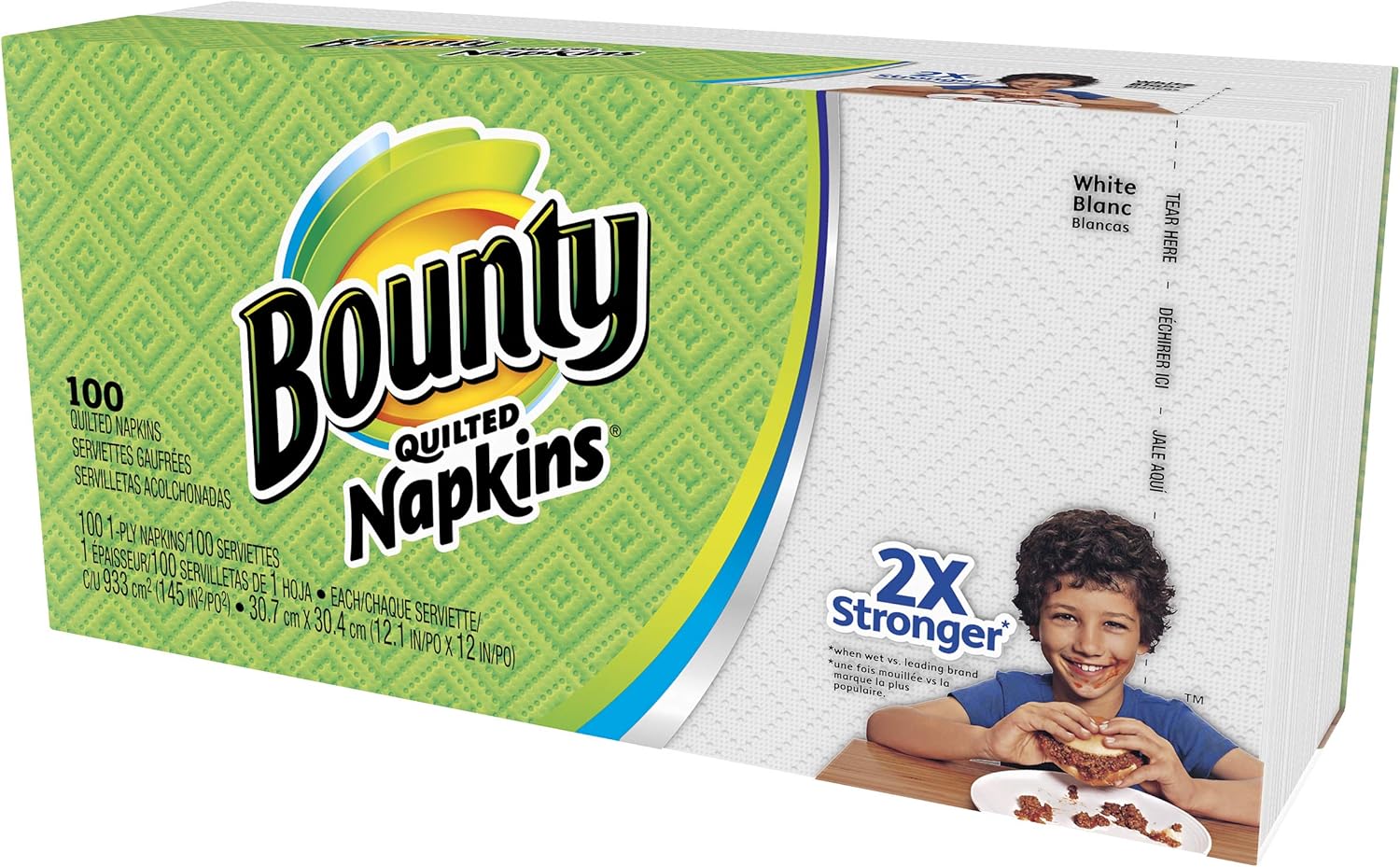 Bounty Quilted Napkins 1 Ply White 100 Pack