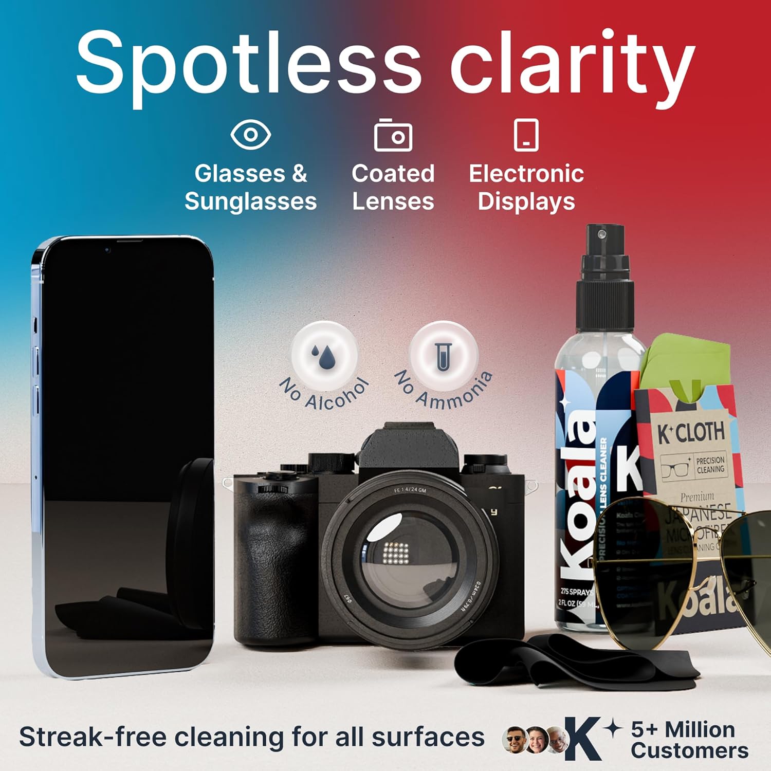 Koala Eyeglass Lens Cleaner Spray Kit 4 Piece Set