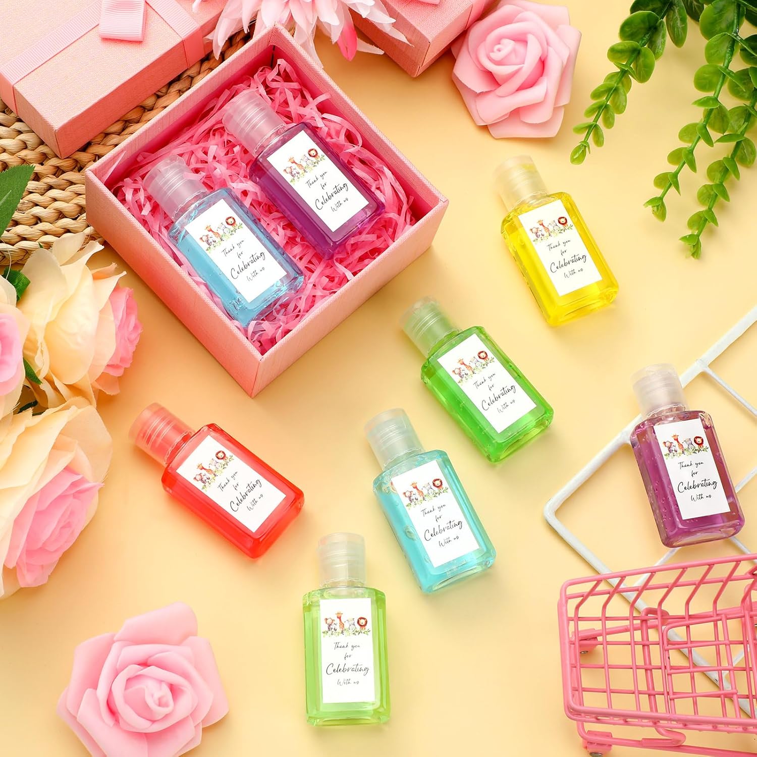Gejoy 48 Pcs Jungle Animal Hand Sanitizer Party Favors