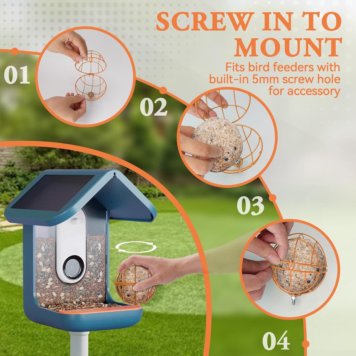 ZIRKOZIR Metal Suet Ball Holder for Bird Buddy