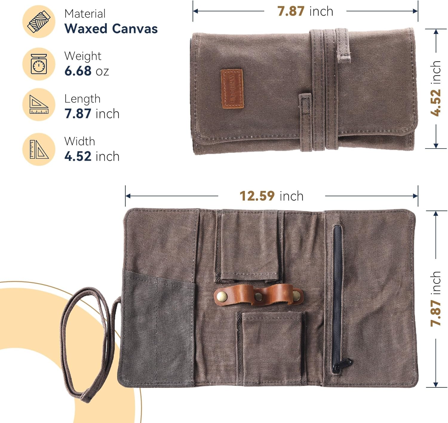 Whitlucks Waxed Canvas Pipe Pouch with Leather Stand