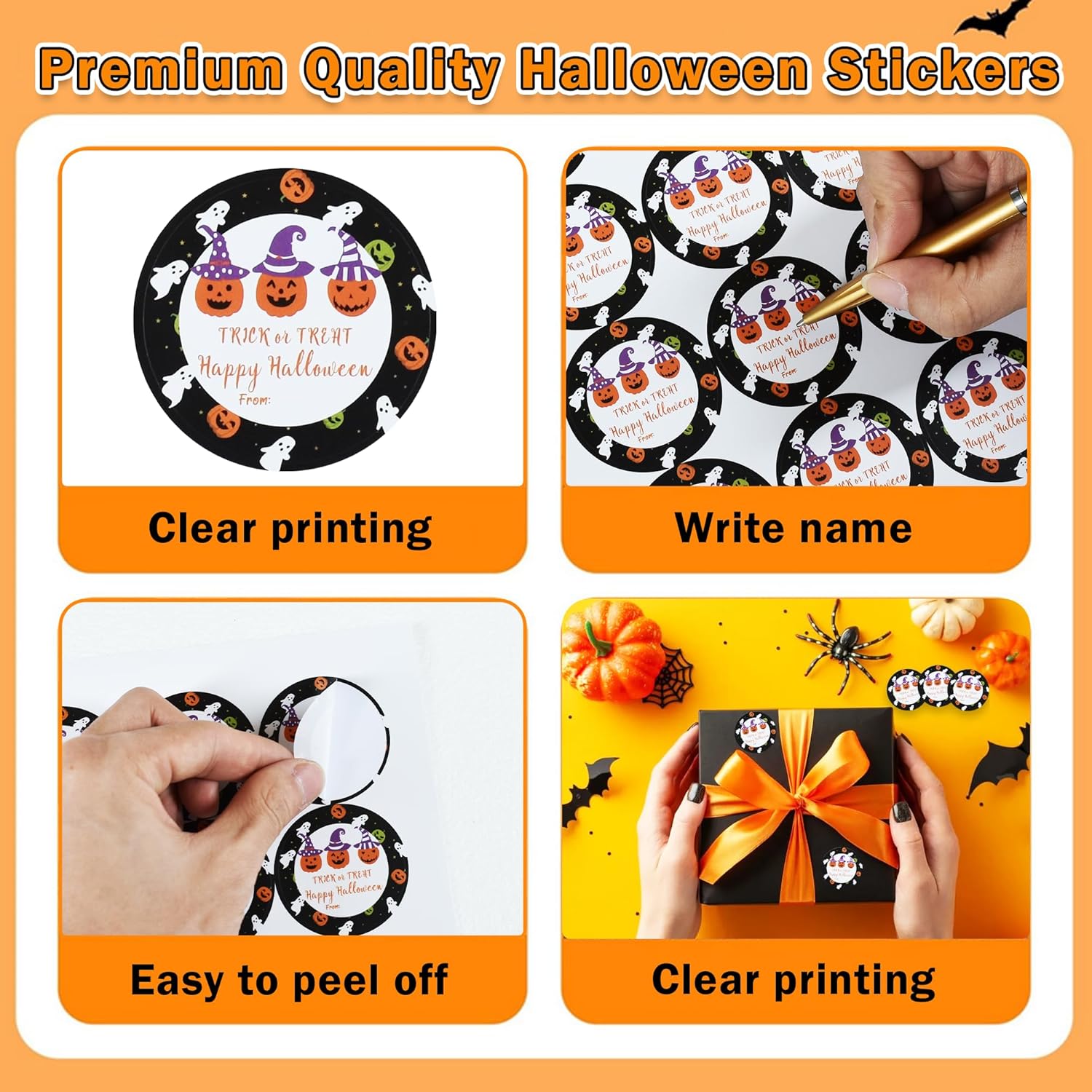 BEISHIDA 60PCS Halloween Round Stickers for Gifts and Parties