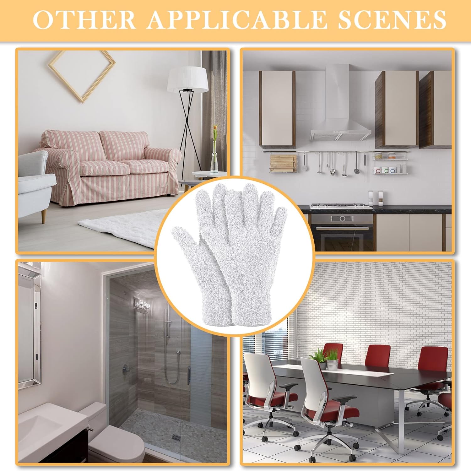 Bencailor 4 Pairs Microfiber Dusting Gloves Reusable Washable Cleaning Mittens