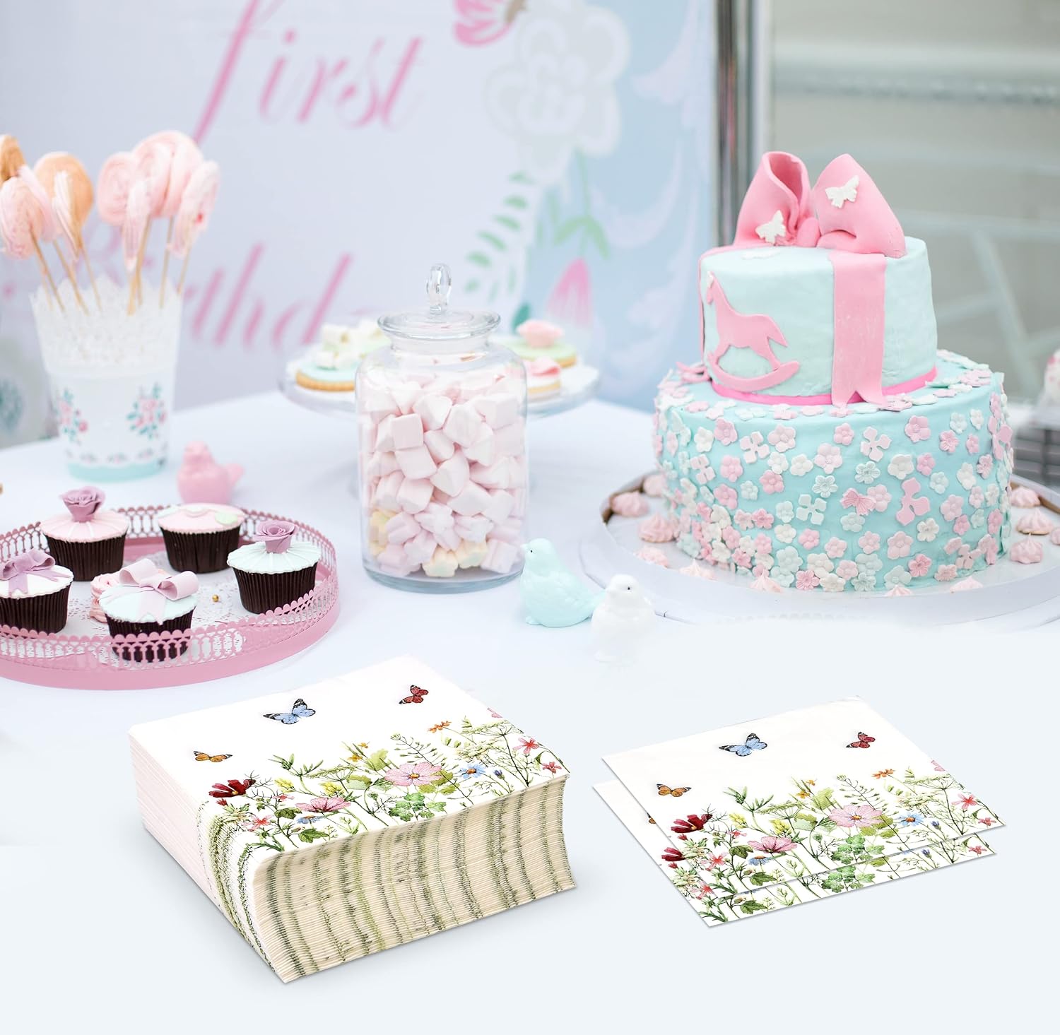 Gift Boutique 100 Pcs Floral Cocktail Napkins