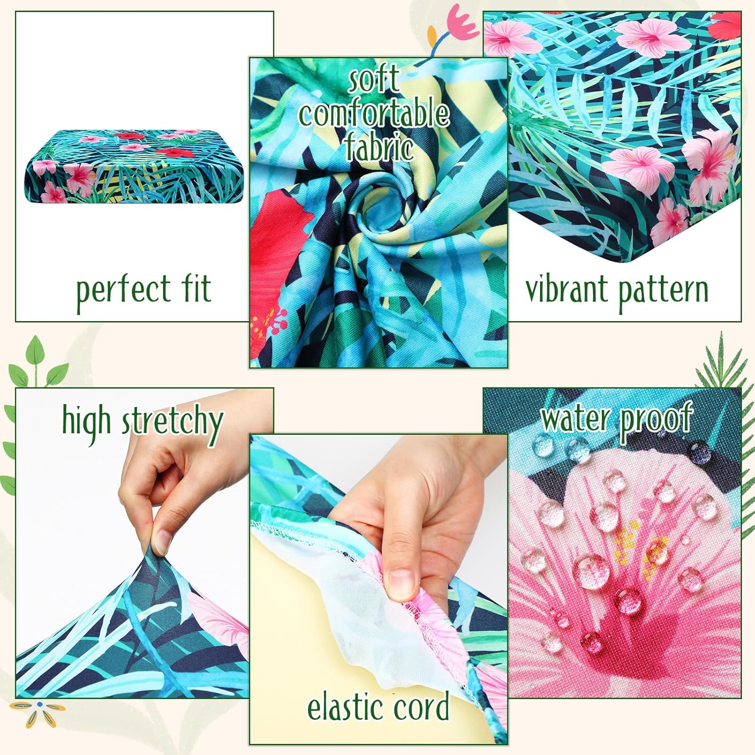 Spiareal 8 Pcs Waterproof Patio Cushion Covers Set