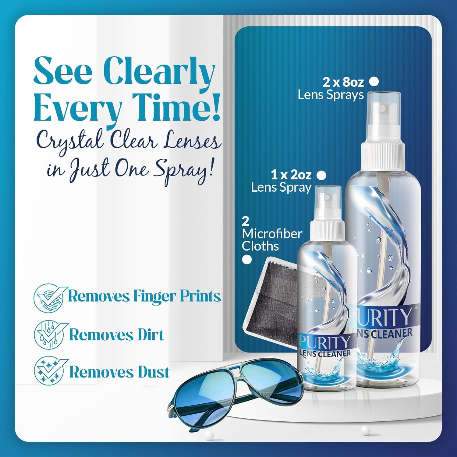 Purity Eyeglass Lens Cleaner Kit - Safe for All Lenses