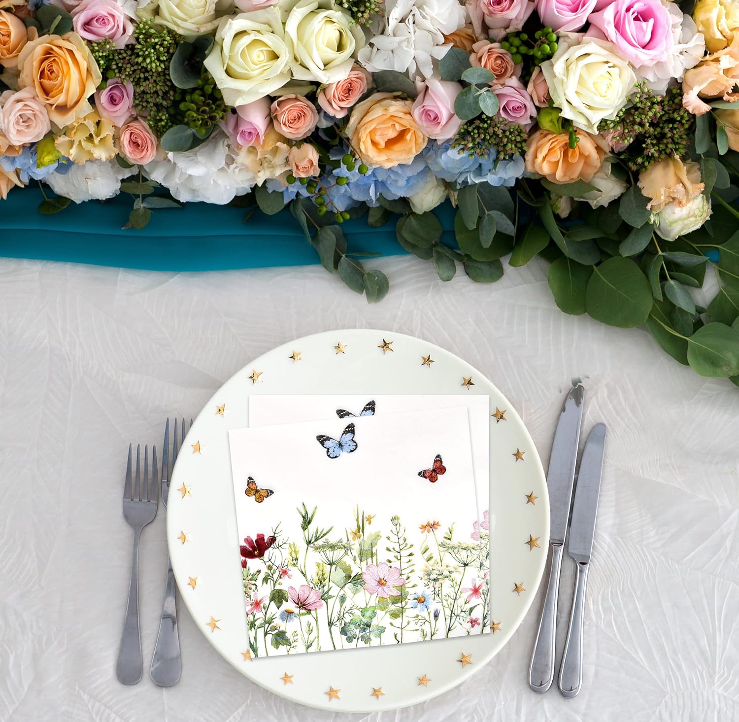 Gift Boutique 100 Spring Floral Napkins with Butterflies