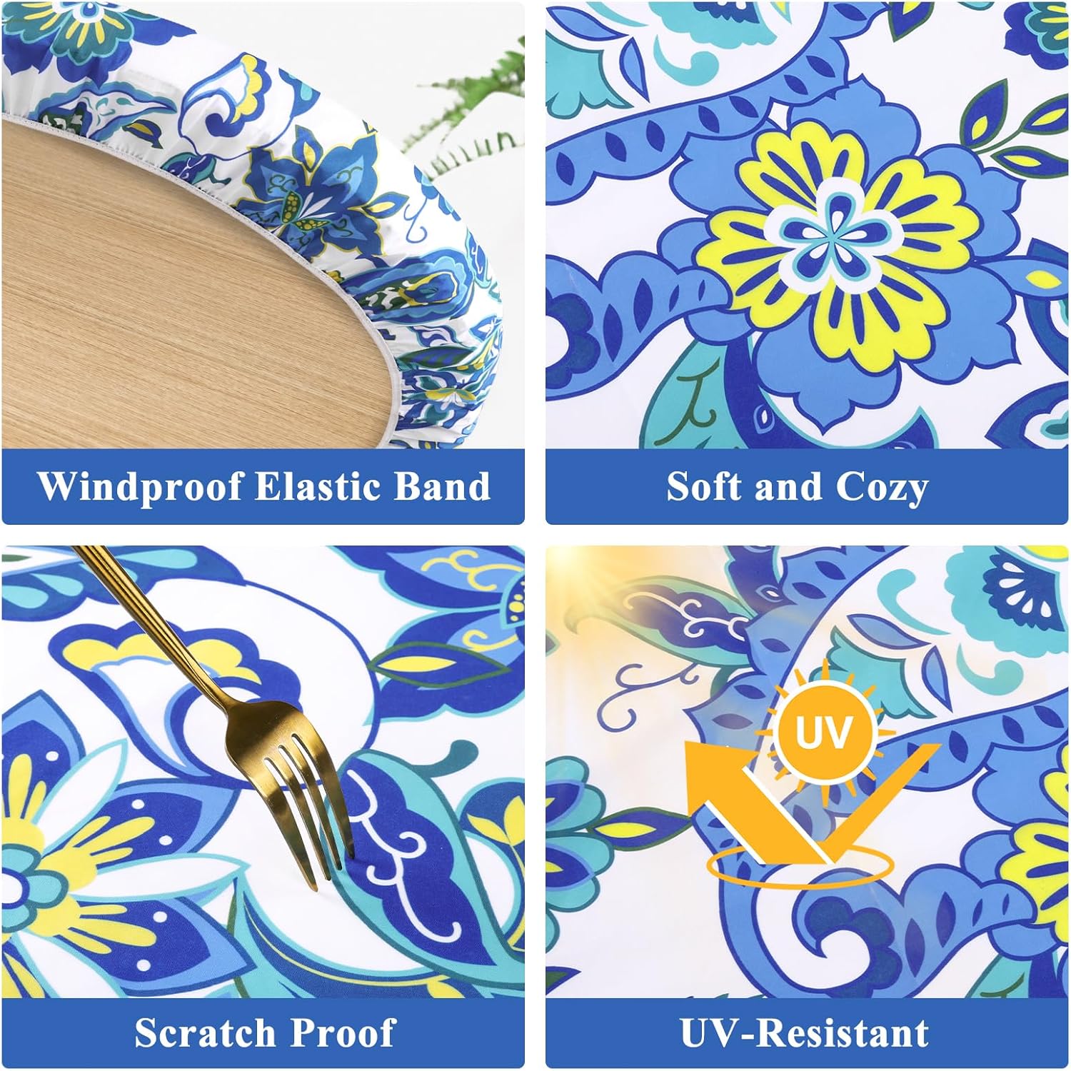 Vaukki Waterproof Zippered Tablecloth for 36-44 Inch Round Tables