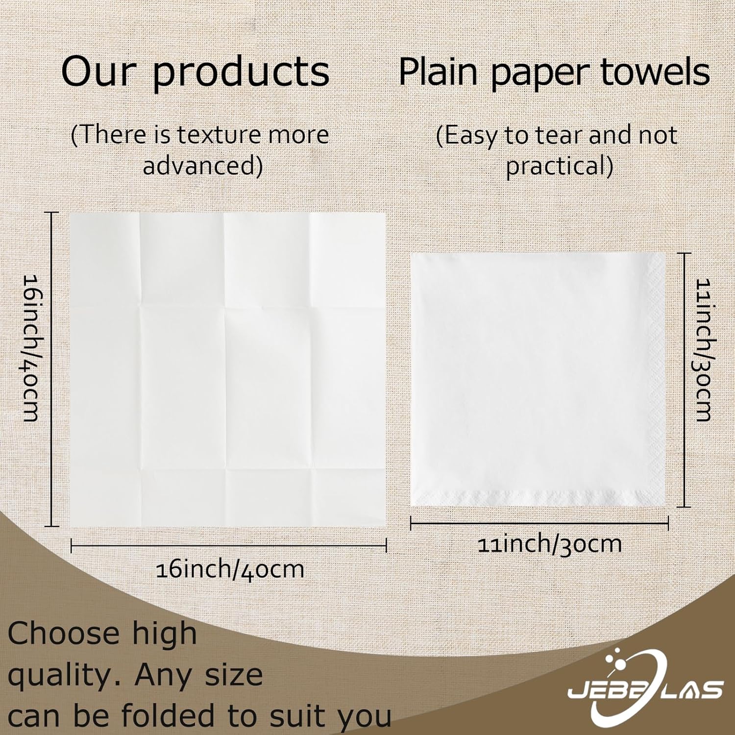 JEBBLAS Disposable Napkins with Built-in Flatware Pocket 50 Count