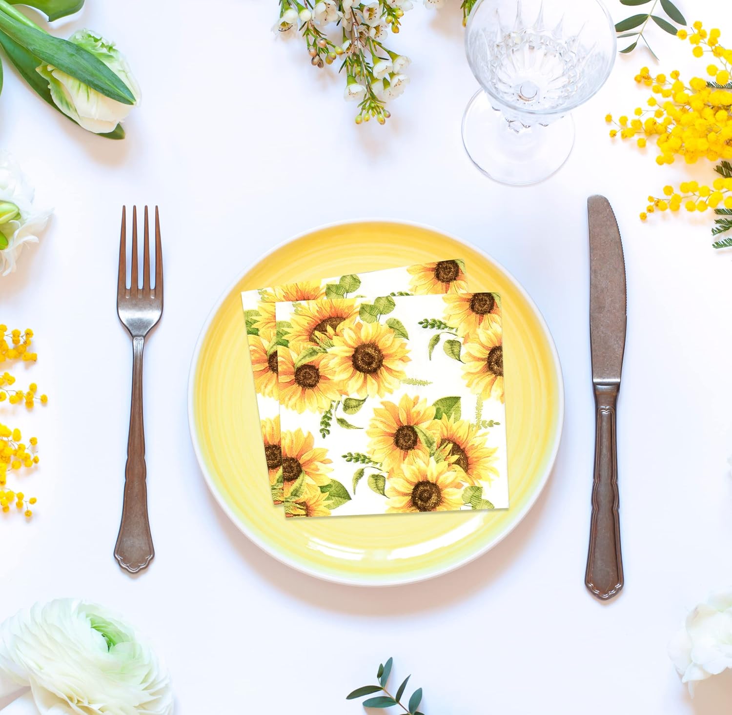 Gift Boutique 100 Sunflower Floral Napkins 3 Ply