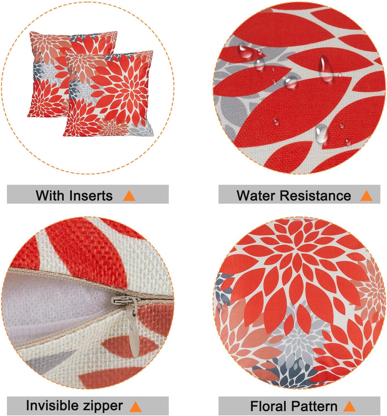 Waterproof Outdoor Throw Pillows Set of 2